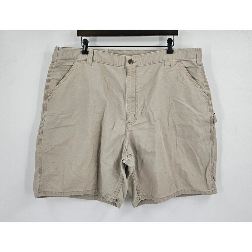 Carhartt Original Fit Mens Sz 42 Beige Carpenter Shorts Back Pocket Logo